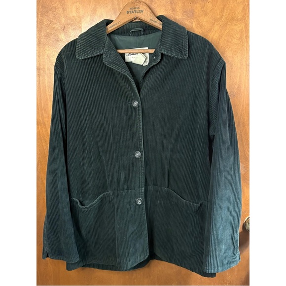 Vintage Jackets & Blazers - Vintage Dark Green Corduroy Chore Coat Barn Jacket Farm Oversized 90s Goth Boho